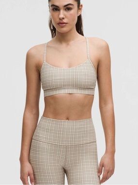 Lululemon flow y bra Glow Grid light ivory Multi x SoulCycle